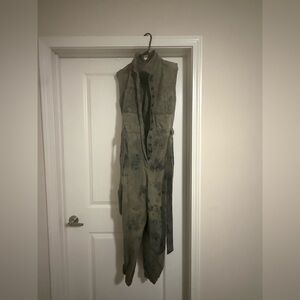 Urban Outfitters Olive Green Tie-Waist Utility Jumpsuit